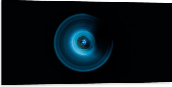 Dibond - Abstracte Blauwe Lichtcirkel - 100x50 cm Foto op Aluminium (Met Ophangsysteem)