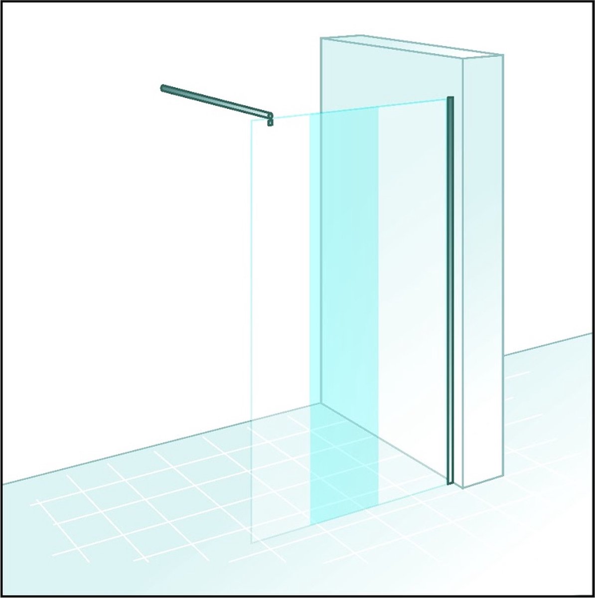MasterClass - Paroi de douche fixe à l'italienne, 500 mm, 2000 mm, Aspect  chromé