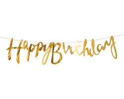 Happy Birthday Slinger Verjaardag Versiering Letter Slinger Feestartikelen Feest Versiering Slingers Vlaggenlijn - Goud