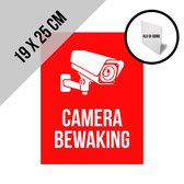 Pictogram/ bord alu di-bond | "Camerabewaking" | 19 x 25 cm | CCTV | Beveiliging | Camerabewaking | Videobewaking | Diefstal verhinderen | Preventie | Opvallend | Rood | Dikte: 3 mm | Nederlands | 1 stuk