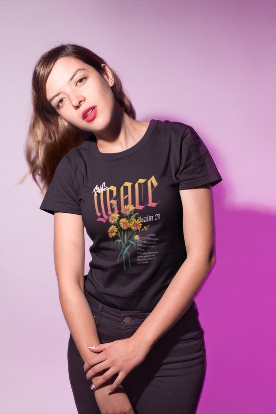 Chemise - La grâce - Wurban Wear | Chemise drôle | Foi | T-shirt unisexe | Religion | Tapis de sol | Prier | Bible | Christianisme | Noir