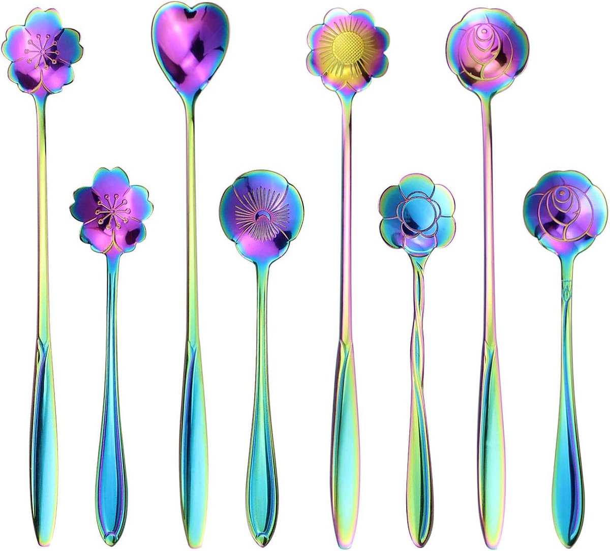 Azalia theelepel / koffielepels Espresso lepels, dessertlepels theelepels, kleine mini-lepels set voor feesten, vaatwasmachinebestendig - 8pcs