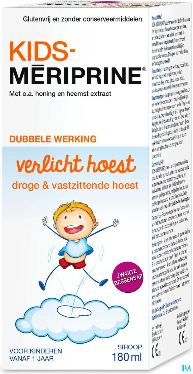 Goedkoopste Kids-Mériprine siroop 180ml - hoestsiroop voor droge en slijmhoest bij kinderen vanaf 1 jaar