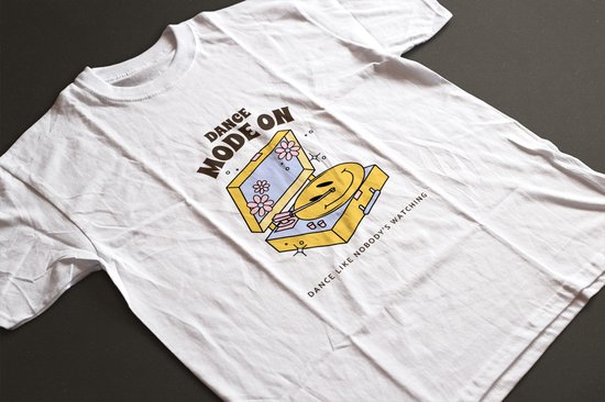 Chemise - Mode de Danse sur - Wurban Wear | Chemise drôle | Musique | T-shirt unisexe | Écouteurs | Boîte | Guitare | Piano | Danse | Casque d'écoute | Blanc