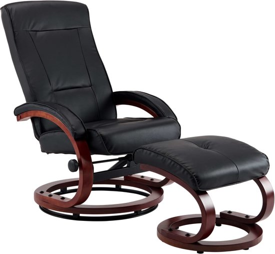 HOMCOM fauteuil met voetenbank, 360° draaibaar, ligfunctie, comfortabele leesstoel, 80 x 84 x 108 cm, zwart