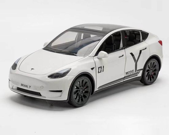 Nezr® Car Jouets Garçons - Tesla Model Y - Voiture Miniature - Son et  Lumière - 1:24 - Wit