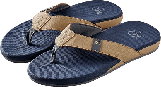 XQ - Tongs Homme - Amortissantes - Marine/Beige - tongs hommes - Slippers hommes