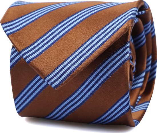 Convient - Cravate Soie Rayures Marron - Cravate de Luxe pour hommes 100% Soie 100 - Rayure