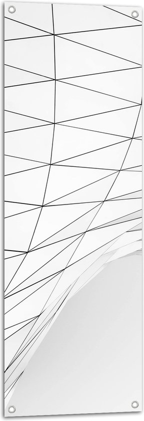 Tuinposter – Abstract Figuur van Witte Geometrische Platen - 40x120 cm Foto op Tuinposter (wanddecoratie voor buiten en binnen)