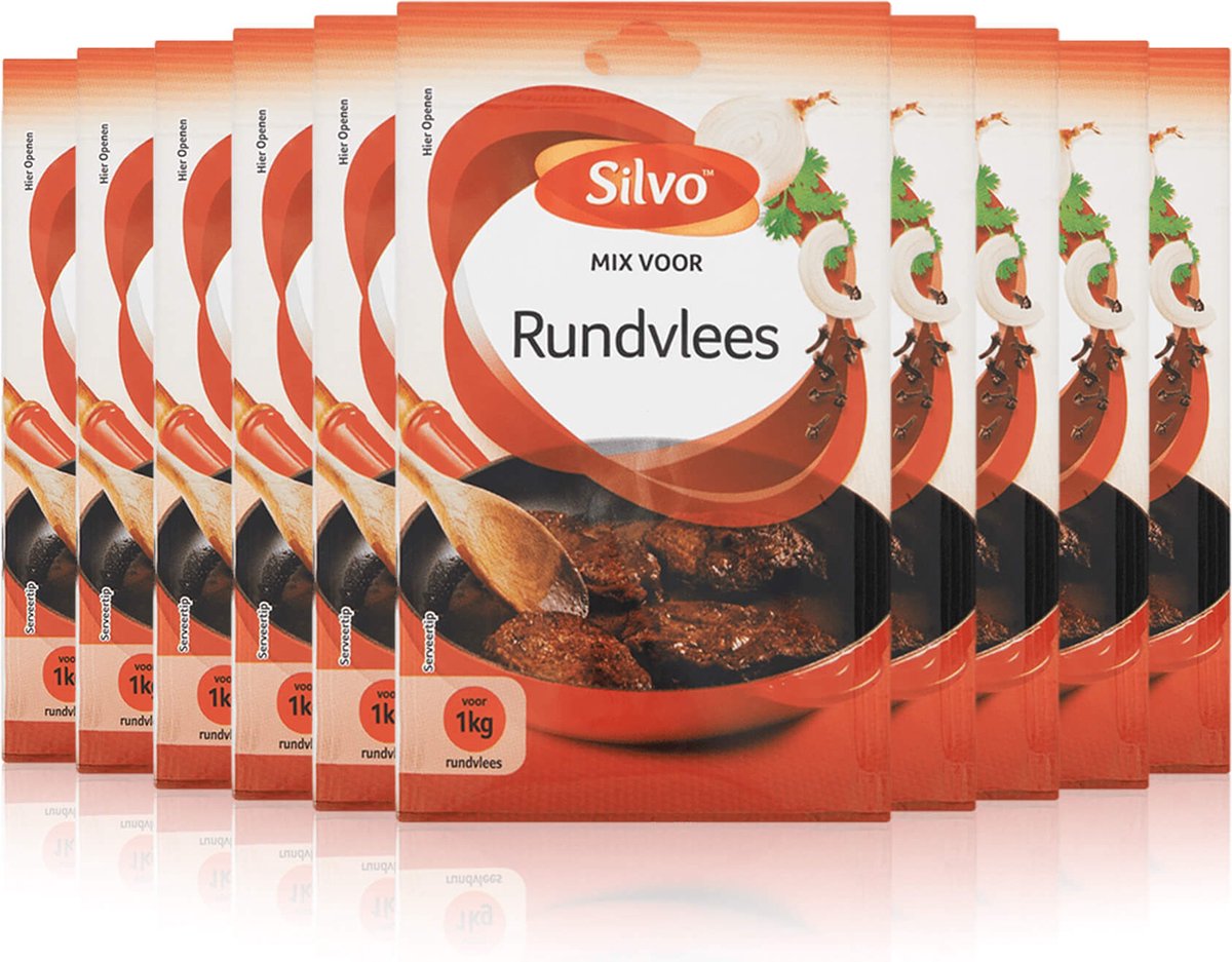 Silvo® | 10 x Mix voor Rundvlees 22 gram | voordeelverpakking | 1 zakje voor 1 kg rundvlees |