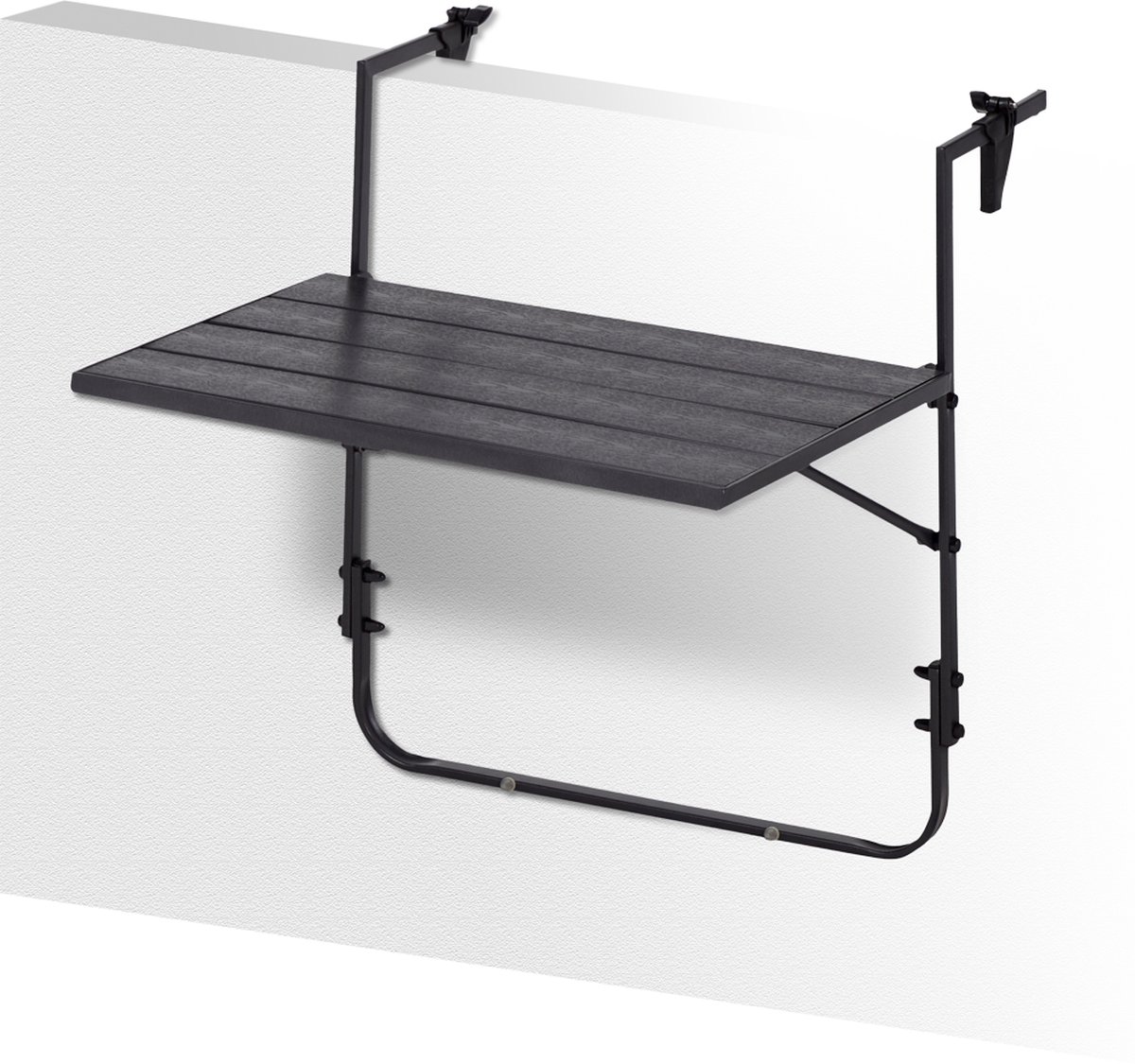 Lisomme Jolien balkontafel polywood zwart - inklapbaar - kunsstof - hout look - metaal