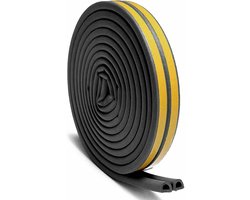 Simple Fix Tochtband Deuren - 12m x 9mm - Zwart - Zelfklevende Tochtstopper Deur en Raam - Isolerend - D-Profiel Tochtstrip