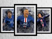 Poster PSG voordeelset 3 stuks - A1+ Formaat - Posters Messi Neymar Mbappé - PSG - Poster Paris Saint German - Geschikt om in te lijsten - Affiche Voetbal Poster - 61 x 91,5 cm (A1+)