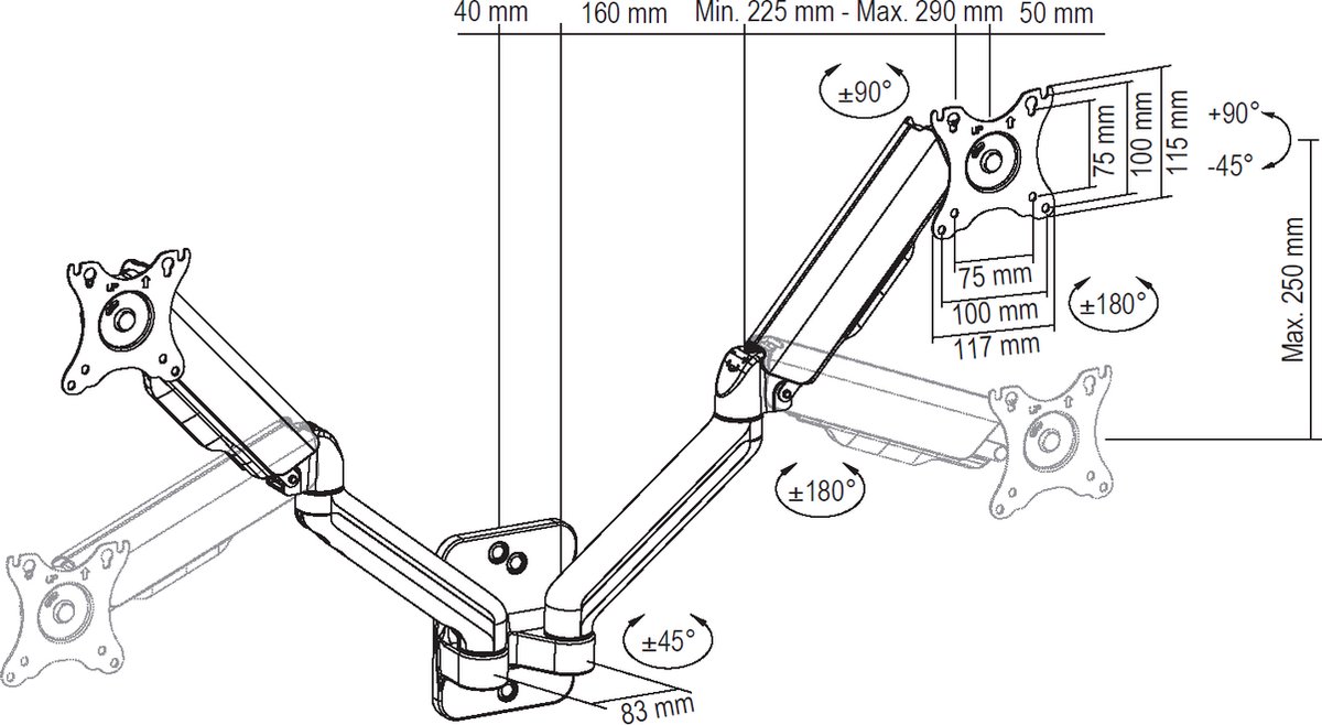 Deltaco ARM-0361 - Monitor Arm - 17-32 inch thumbnail 5