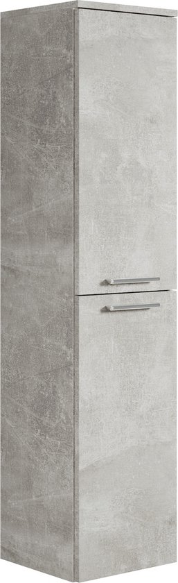 Meuble de salle de bain Saturnus gris béton - meuble colonne hauteur 130cm