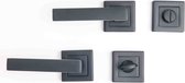 SAAR Systems deurkruk klink mat zwart met vierkante wc-badkamer open /bezetknop 36-42mm