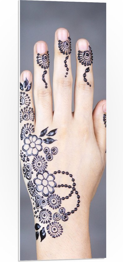 PVC Schuimplaat- Henna Versiering op Hand - 30x90 cm Foto op PVC Schuimplaat