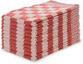 Essuies de vaisselle Block Red - 65x65 - Set de 10 - Carreaux - Torchons Block - 100% coton - Essuies de vaisselle Horeca