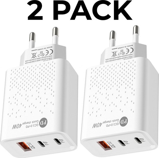 2 x USB snel lader/Quick Charger 3.0 Power Adapter 40W 3 in 1