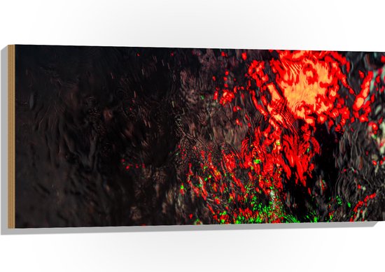 Hout - Foto van Rood en Groen Licht achter Glazen Wand - 100x50 cm - 9 mm dik - Foto op Hout (Met Ophangsysteem)