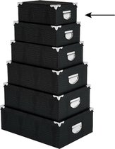 5Five Opbergdoos/box - 2x - zwart - L28 x B19.5 x H11 cm - Stevig karton - Crocobox