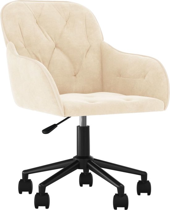 vidaXL Chaise de bureau pivotante en velours de couleur crème