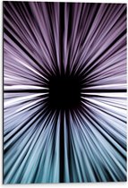 Dibond - Abstracte Strepen in Paars en Blauw tegen Zwart Doek - 40x60 cm Foto op Aluminium (Wanddecoratie van metaal)
