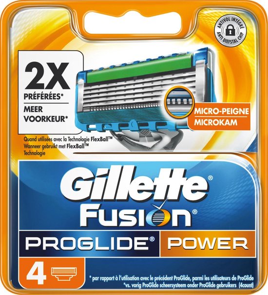 Gillette - Fusion5 - ProGlide Power - Scheermesjes/Navulmesjes - 4 Stuks