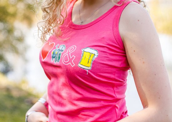 I Love Tractors & Bier - tanktop/hemdje roze S