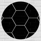 Muursticker Cirkel - Hexagon Vormen in het Wit tegen Zwarte Achtergrond - 90x90 cm Foto op Muursticker