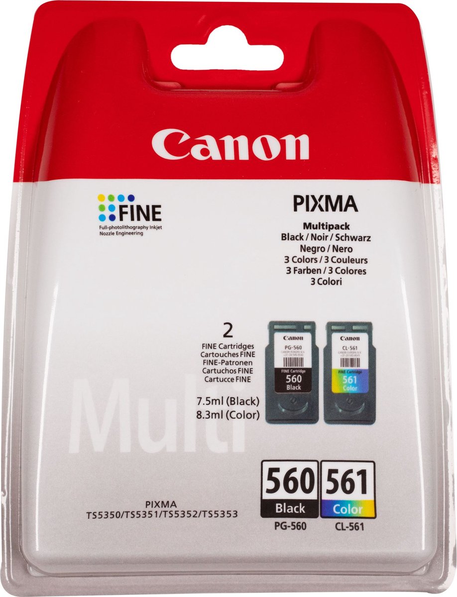 Canon cl-561/pg-560 Inktcartridge - Kleur & Zwart + Retourzakje