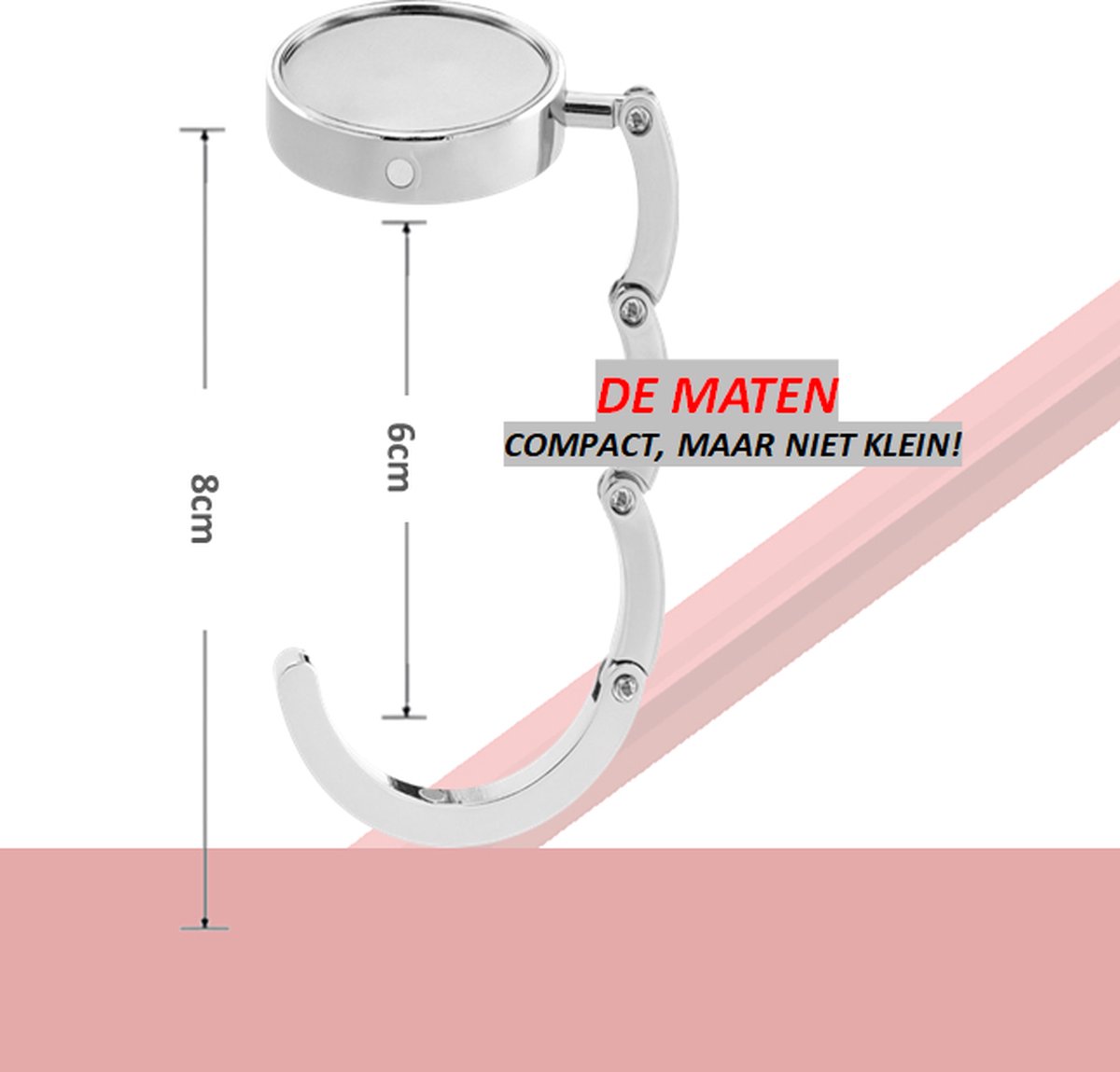 Tashanger Tafel Zilver - Set van 2 - veilig en hygiënisch - tassenhaak