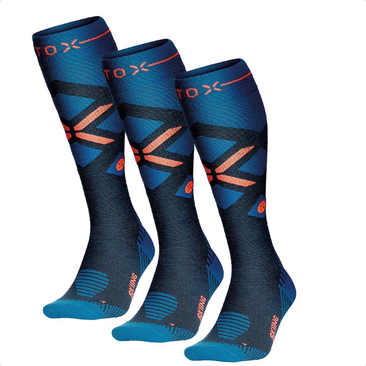 STOX Energy Socks Skisokken Heren 3 Pack Compressiekousen Merino Wol Sokken Zeegroen Ski & Snowboard Compressie Sokken : 46-49 1 Paar Rood