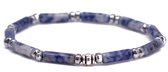 Fortuna Beads – Italia Blue Spot Stone – Kralen Armband – Heren & Dames – Wit Blauw – 18cm