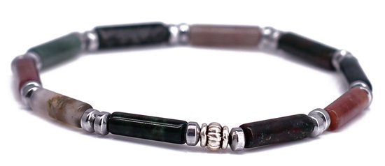 Fortuna Beads – Italia Indisch Agaat – Kralen Armband – Heren & Dames – Multi – 18cm