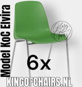 King of Chairs -set van 6- model KoC Elvira lichtgroen met verchroomd onderstel. Kantinestoel stapelstoel kuipstoel vergaderstoel tuinstoel kantine stapel stoel kantinestoelen stapelstoelen kuipstoelen arenastoel Helene schoolstoel bezoekersstoel