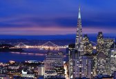Fotobehang - Vlies Behang - San Francisco in de Nacht - Amerika - Stad - 208 x 146 cm