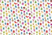 Fotobehang - Vlies Behang - Grappige Gekleurde Monstertjes - 208 x 146 cm