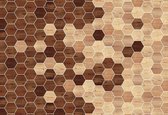 Fotobehang - Vlies Behang - Houten Hexagons Mozaiek - 416 x 254 cm