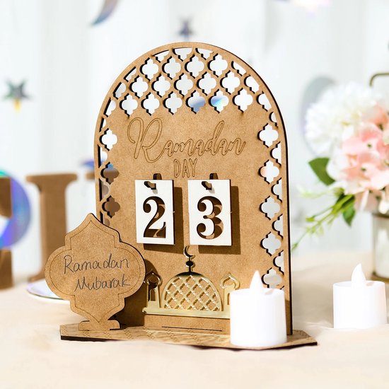 Foto: Ramadan aftelkalender eid mubarak houten ornament ramadan kareem countdown kalender ramadan 2023