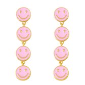 Boucles d'oreilles Smiley - Rose | 5x1cm | Bijoux / Acier | Mode Favorite