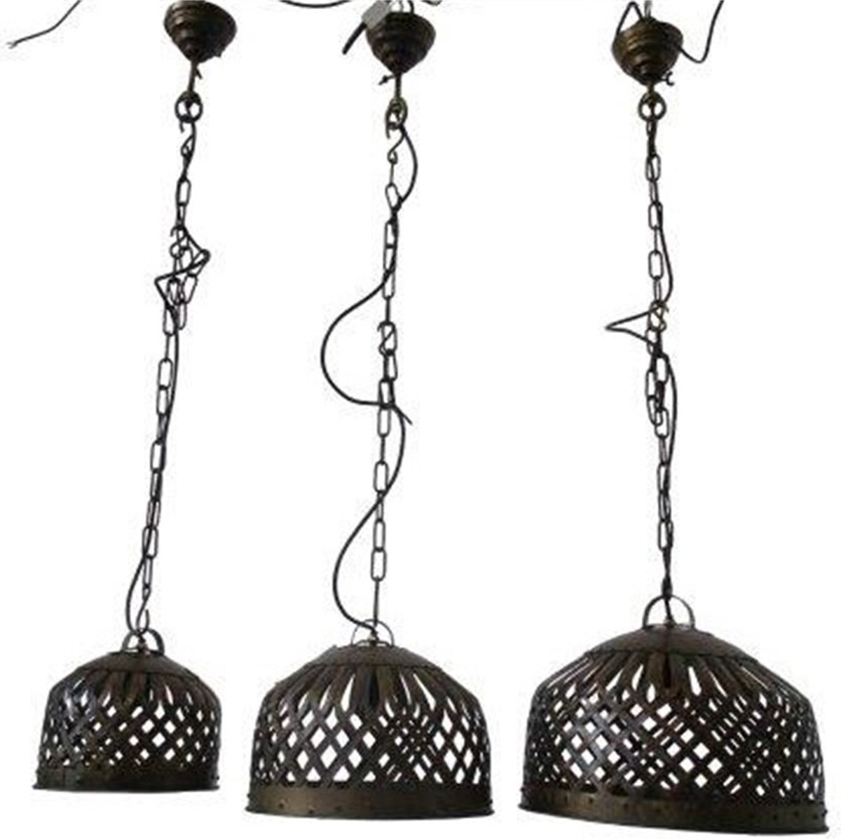 Deco4yourhome® - Hanglamp - Set van 3 - Natural Iron Rustic - Grijs - Industrieel - Mickey