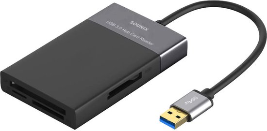 Sounix USB 3.0 kaartlezer - CF/XQD/TF/SD Kaartlezer - All In One USB 3.0 Geheugenkaartlezer - Zwart - Sounix