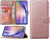 Arara Hoesje geschikt voor Samsung Galaxy A54 hoesje - Bookcase met pasjeshouder - Rosegoud