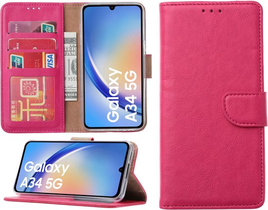 Coque Samsung Galaxy A34 - Bookcase avec porte-cartes - Rose