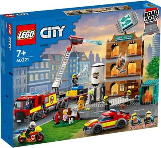 LEGO 60321 City Fire La Brigade Pompiers: Jeu de Construction avec  Minifigurines, Jouet de Camion, Moto et Remorque, Idée Cadeau pour Les  Enfants de 7