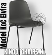 King of Chairs model KoC Elvira antraciet met zwart onderstel. Kantinestoel stapelstoel kuipstoel vergaderstoel tuinstoel kantine stoel stapel stoel tuin stoel kantinestoelen stapelstoelen kuipstoelen stapelbare keukenstoel Helene eetkamerstoel