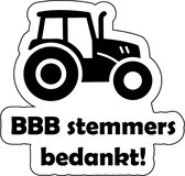 LBM autosticker/tractorsticker - BBB stemmers bedankt - Zwart