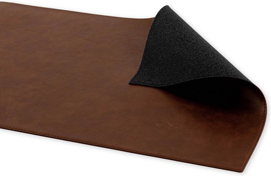 Brute Strength - Luxe bureauonderlegger van kunstleer - bureauorganizer - 80 x 40 cm - cognac - werk thuis - bureauonderlegger - kantooraccessoires - computermat
