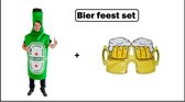 outfit de bouteille de bière verte + verres à bière - bouteille de bière fête à thème party carnaval après ski oktoberfest enterrement de vie de garçon costume de festival drôle et faux